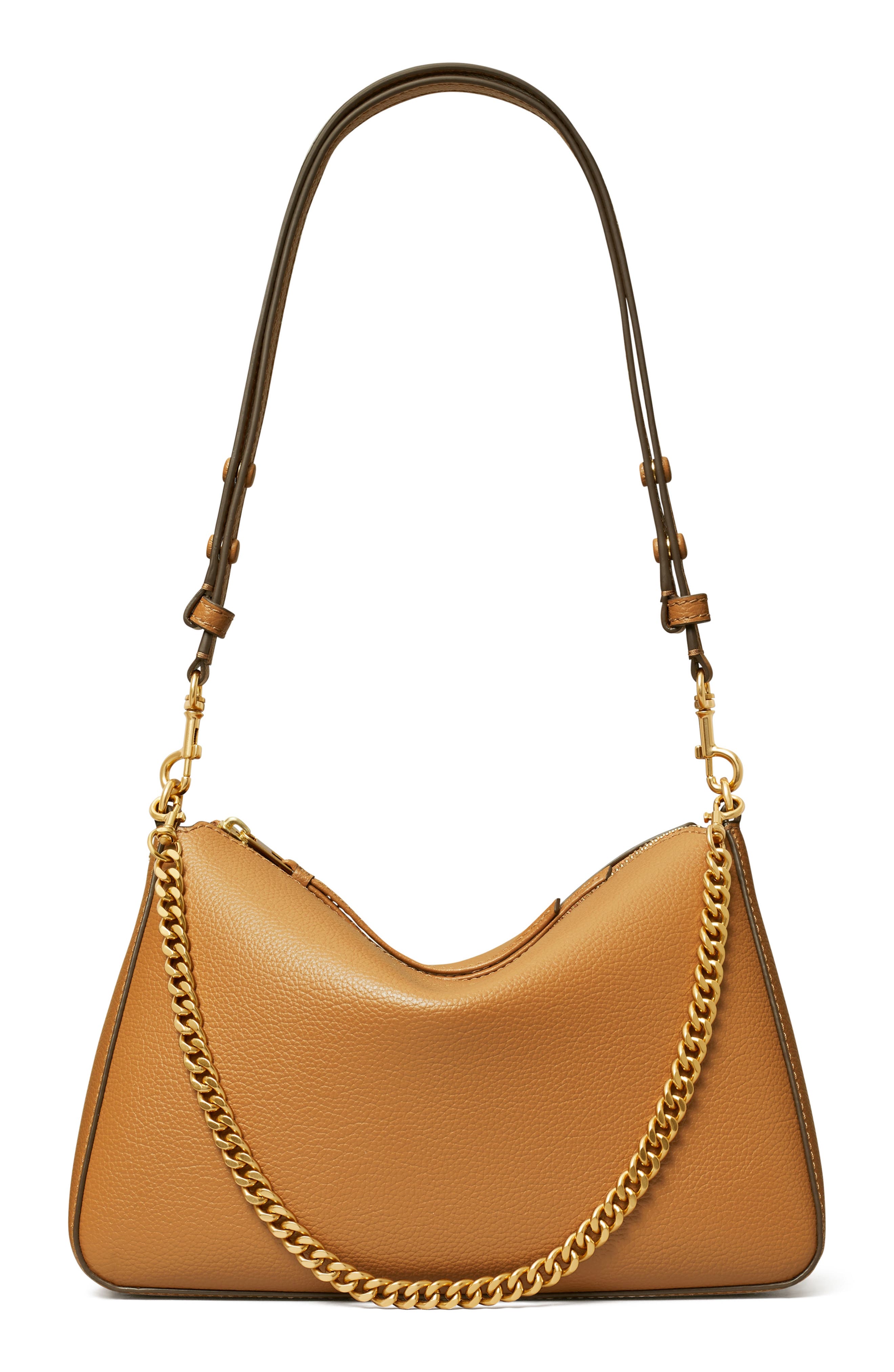 Perry Leather Shoulder Bag, Main, color, AUTUMN BROWN