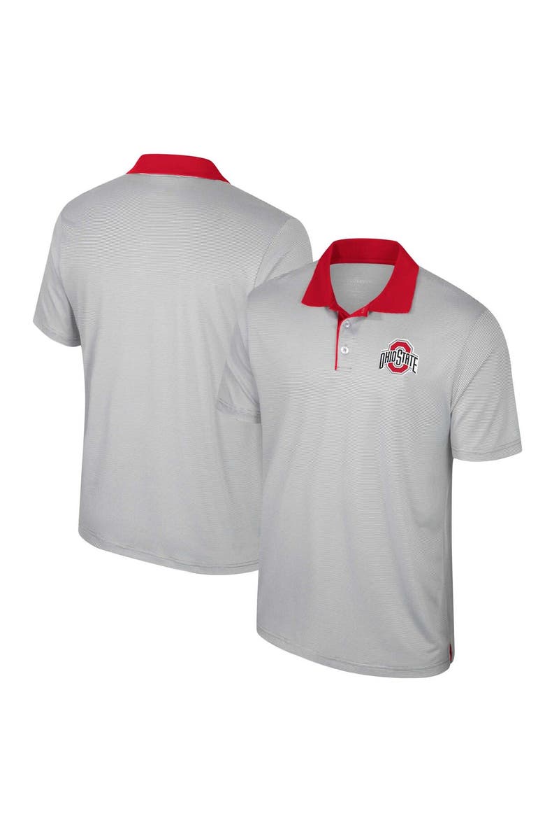 COLOSSEUM Men's Colosseum Gray Ohio State Buckeyes Big & Tall Tuck Striped Polo, Alternate, color, Gray