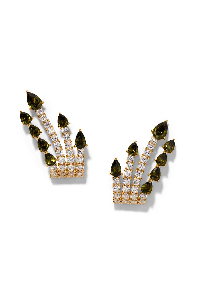 Bonne Anne Green J Hoop Earrings, Main, color, GOLD