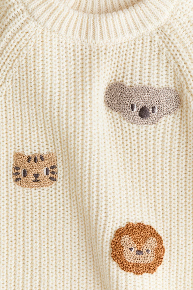 Motif-detail Jumper, Alternate, color, Cream/animals