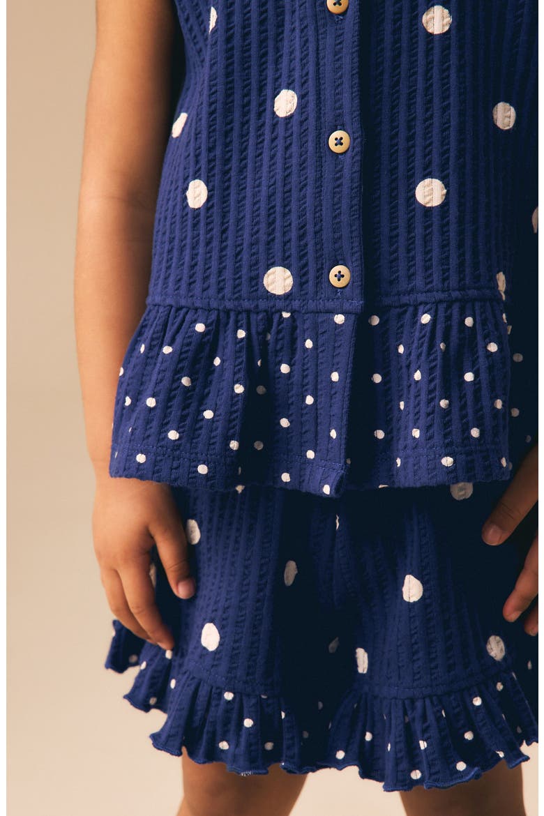 Kids' Polka Dot Peplum Top & Shorts Set, Alternate, color, BLUE