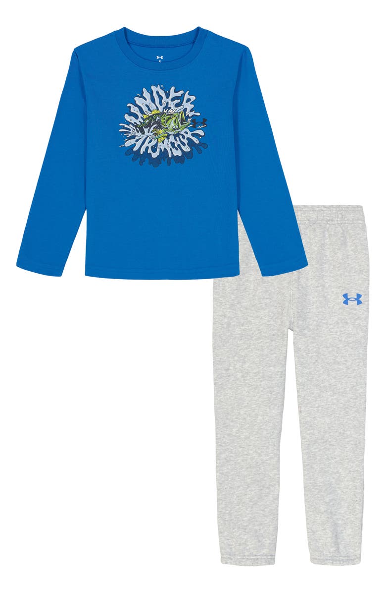 Under Armour Kids' Fish Splash Long Sleeve Top & Pants Set, Main, color, Blue Atlantis