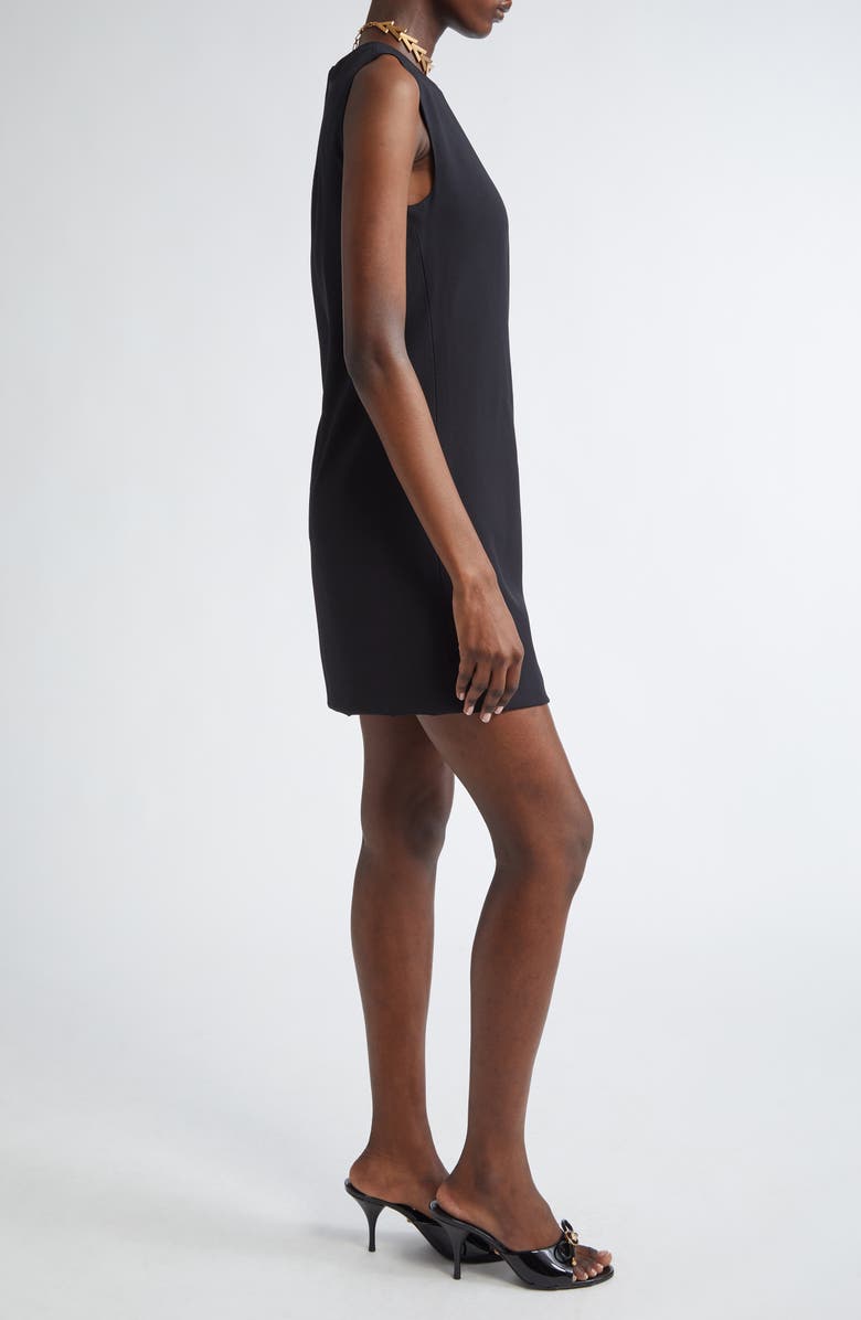 Versace Safety Pin Detail Draped Matte Satin Minidress, Alternate, color,