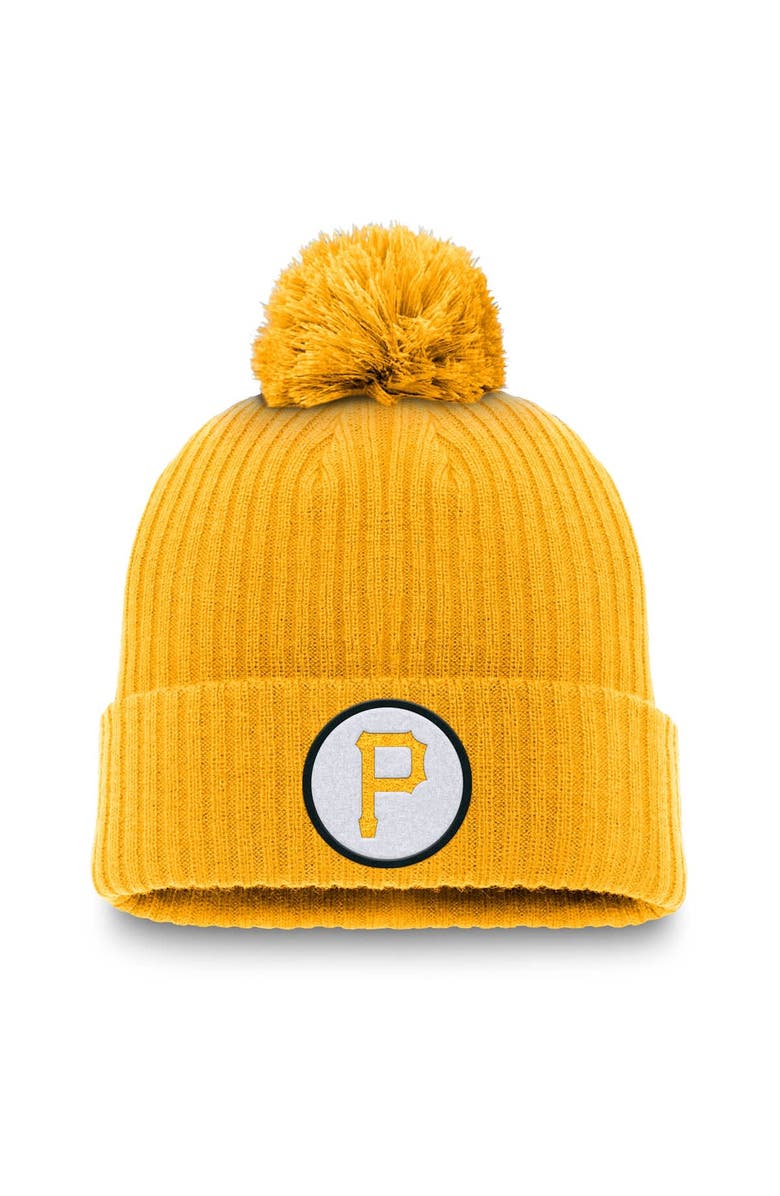 Nike Men's Nike Gold Pittsburgh Pirates Cooperstown Collection Patch Cuffed Knit Hat with Pom, Main, color, Gold