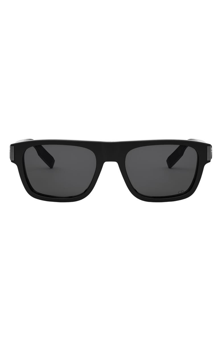 DIOR CD Icon S3I 55mm Square Sunglasses, Main, color, Shiny Black / Smoke