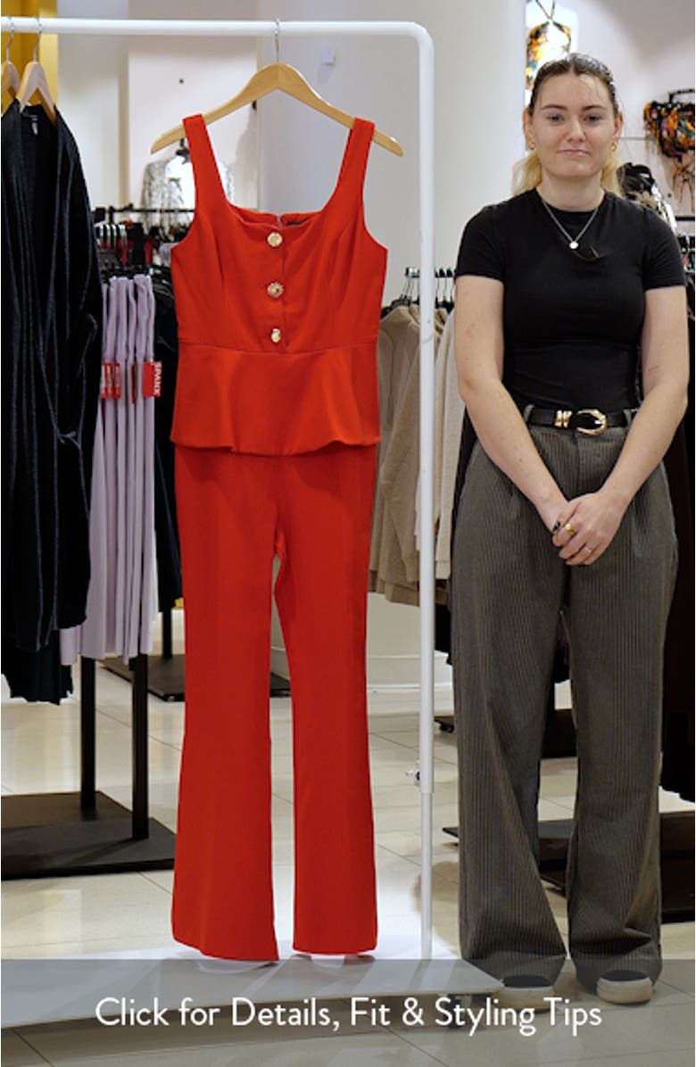 Sleeveless Peplum Wide Leg Jumpsuit, sales video thumbnail