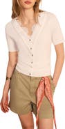 MINT VELVET Cotton Lace Trim Top
