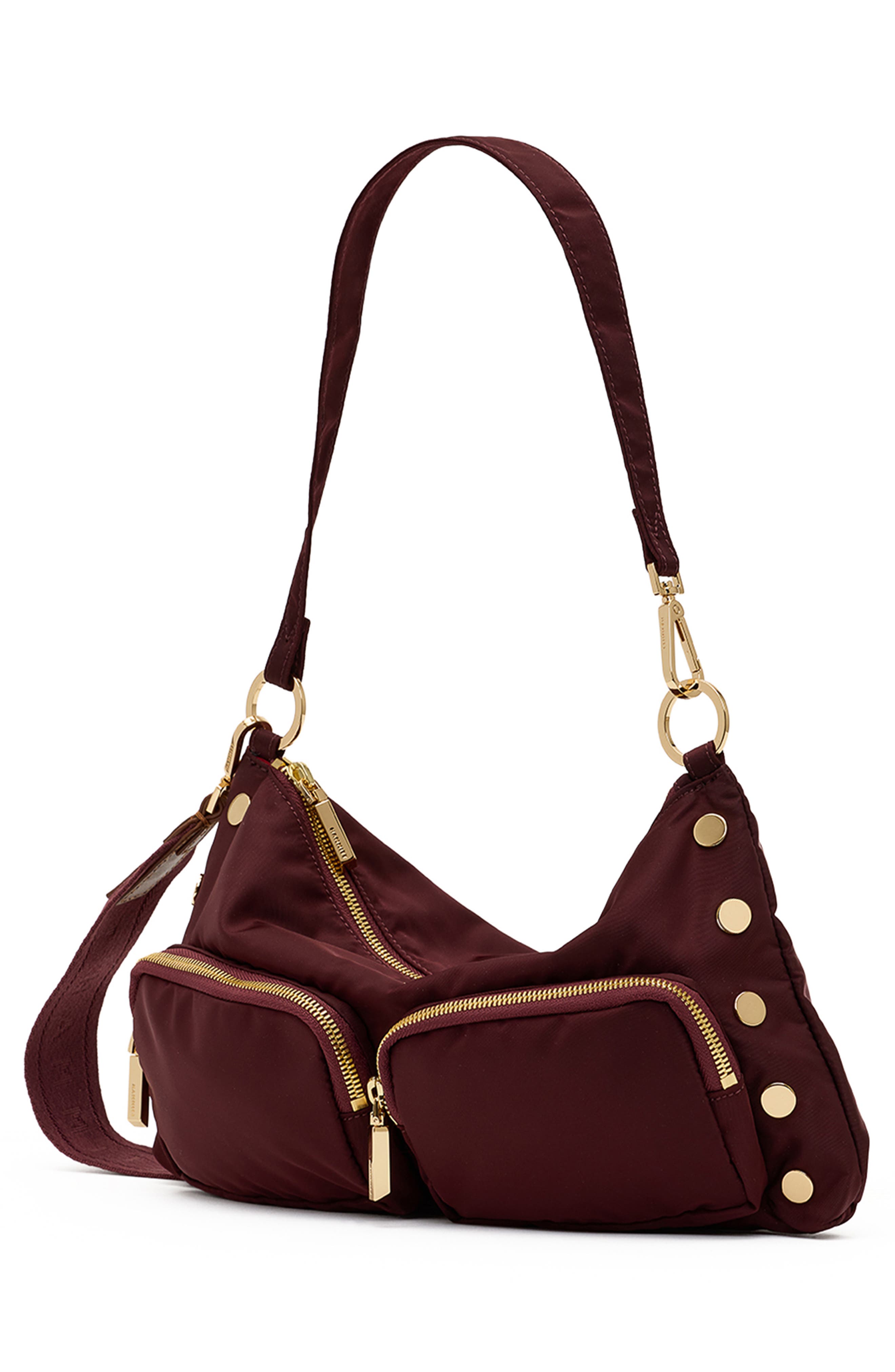 Kyle Medium Nylon Hobo Bag, Alternate, color, WINE NYLON/ GOLD