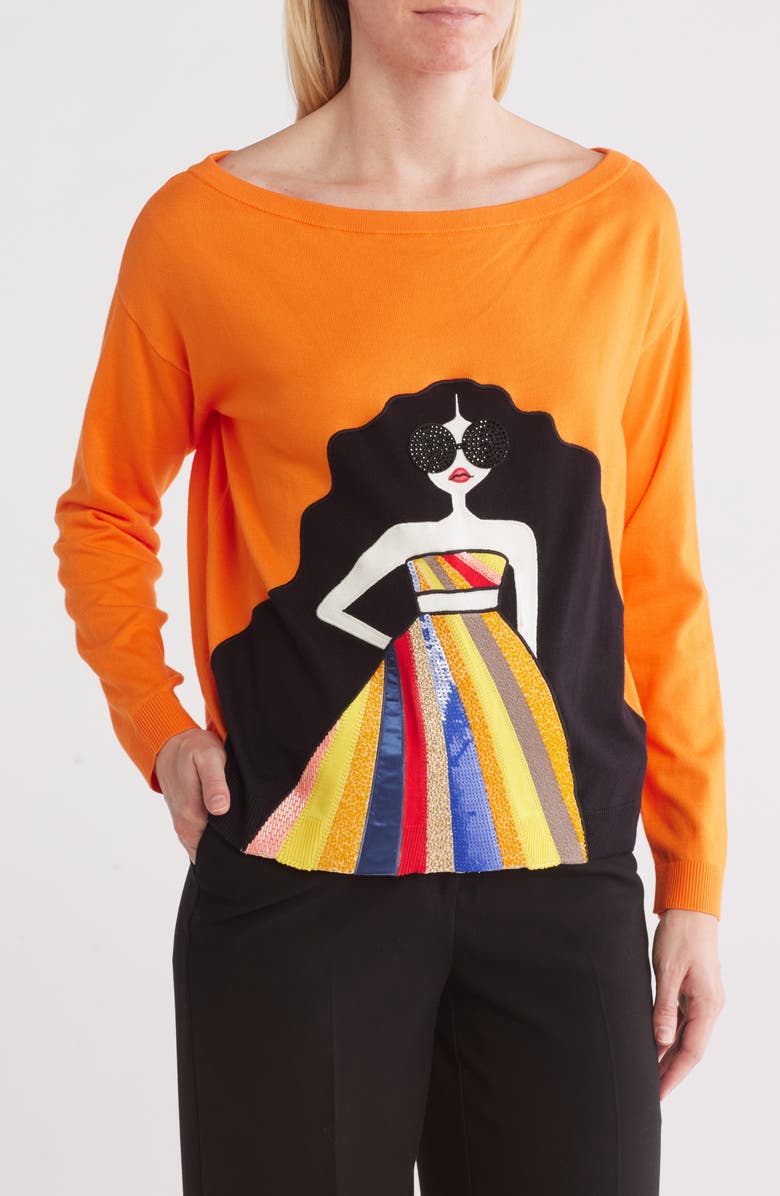 Alice + Olivia Winona Staceface Pullover, Main, color,