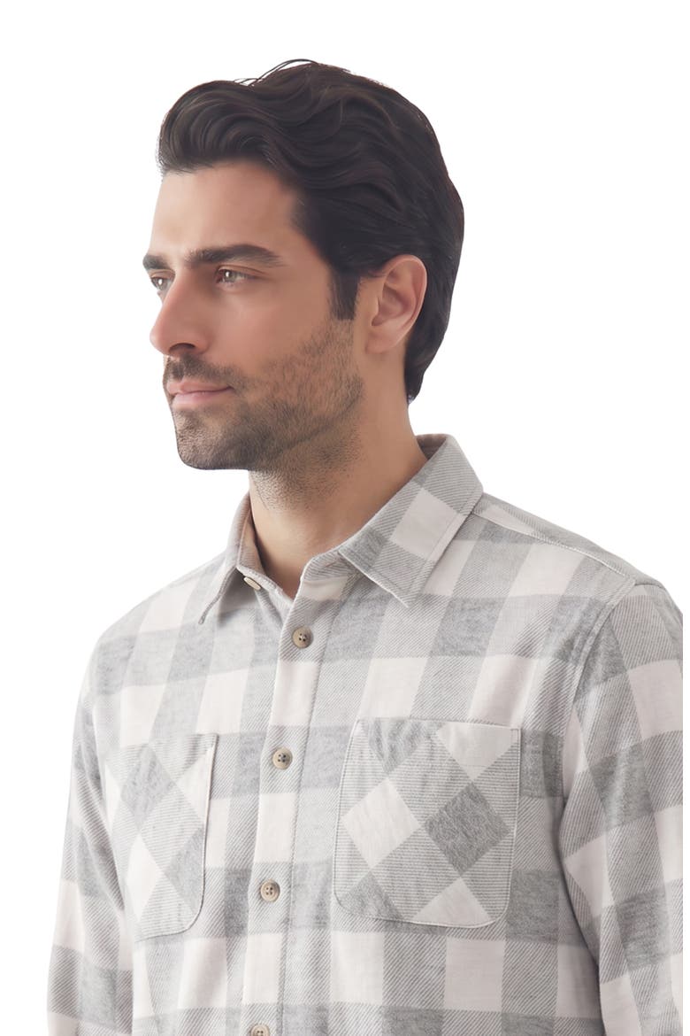 Check Flannel Button Up Shirt, Alternate, color, 70 GREY