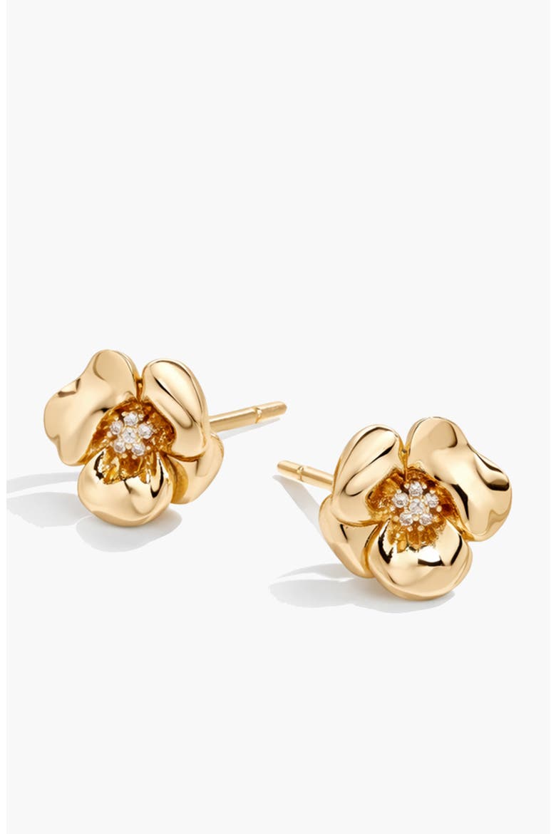 Lulu Midi Flower Stud Earring in Gold, Main, color, Gold