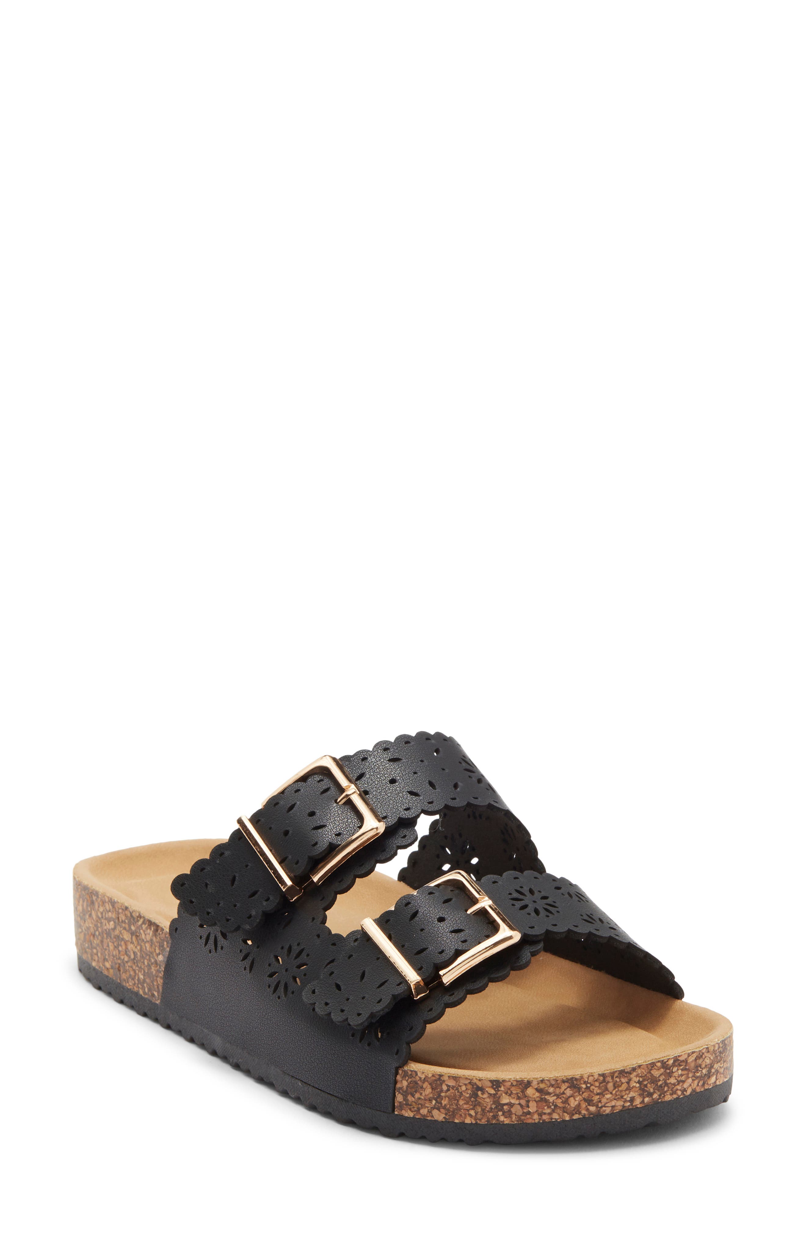 TOP MODA Cory Slide Sandal, Main, color, Black Pu
