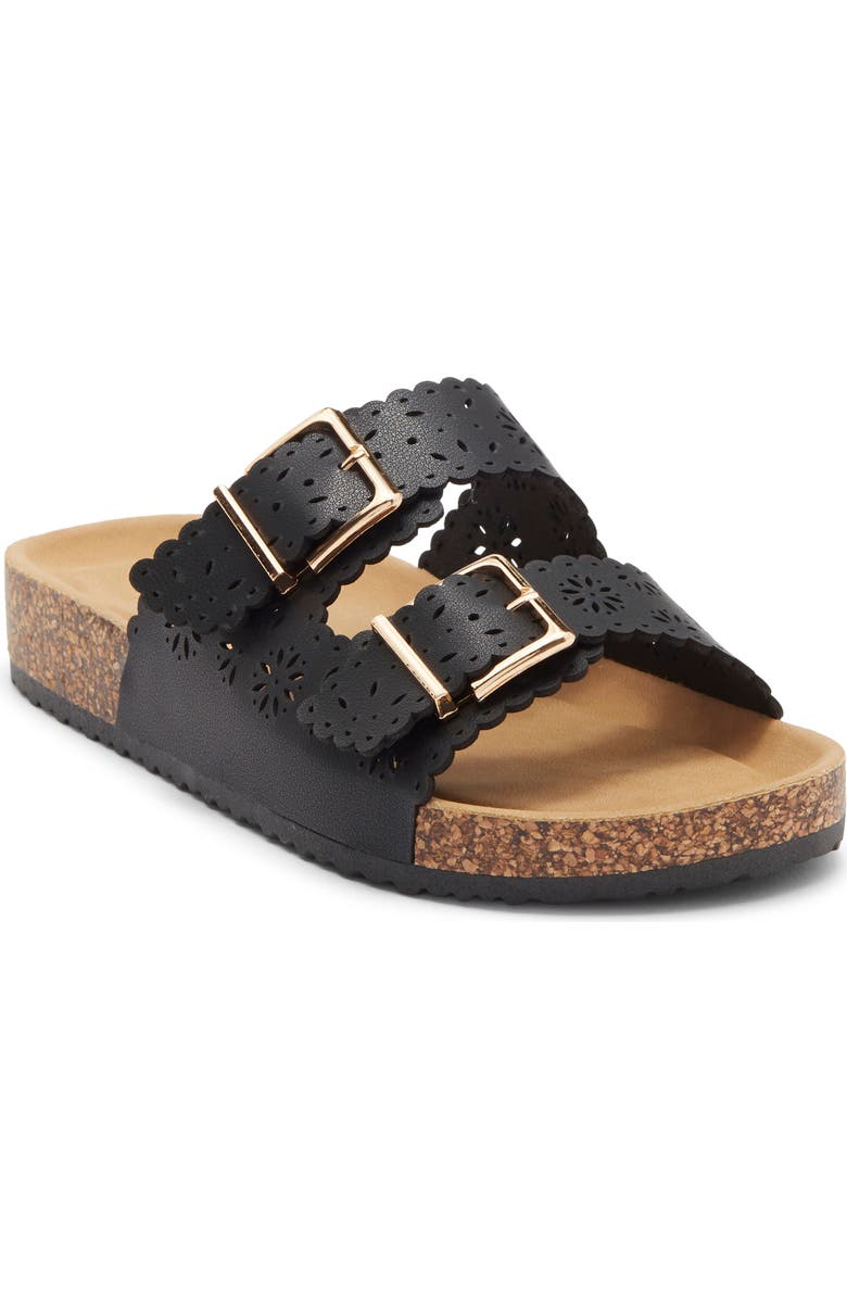 TOP MODA Cory Slide Sandal, Main, color, Black Pu