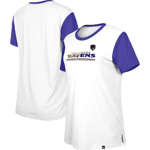Women's New Era  White/Purple Baltimore Ravens Third Down Colorblock T-Shirt