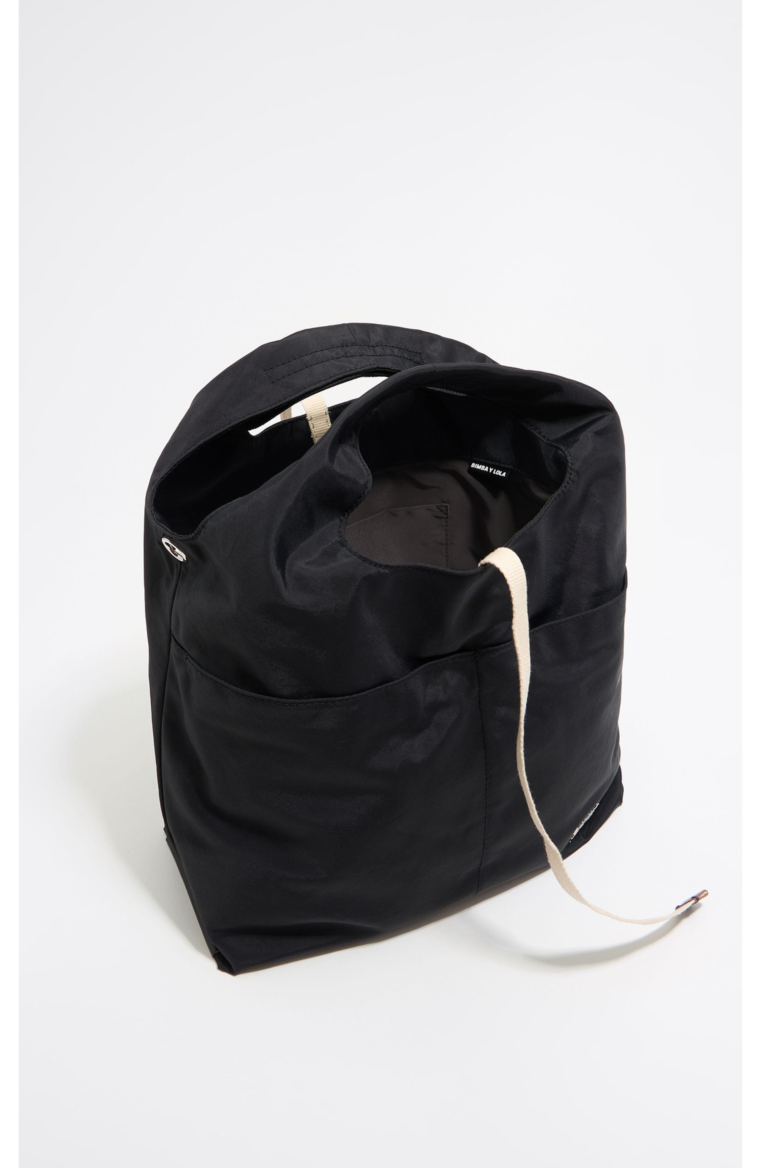 Bimba y Lola Small Nylon Paper Bag, Alternate, color, Black