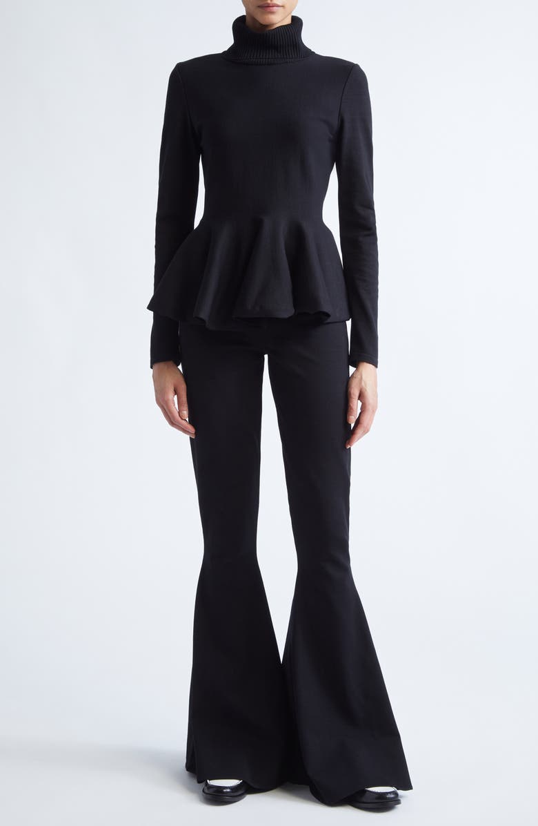 Giambattista Valli Turtleneck Knit Peplum Top, Alternate, color, Black