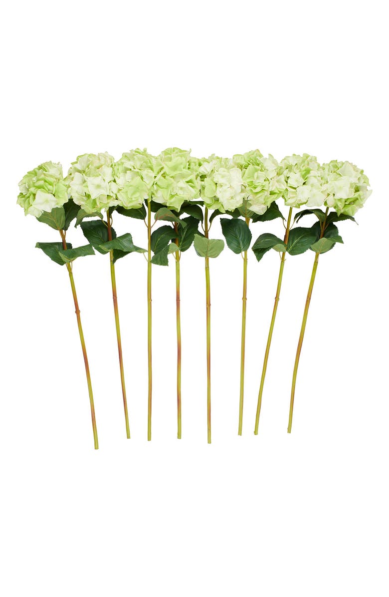 SONOMA SAGE HOME Set of Eight Green Hydrangea Artificial Flowers, Main, color, Green