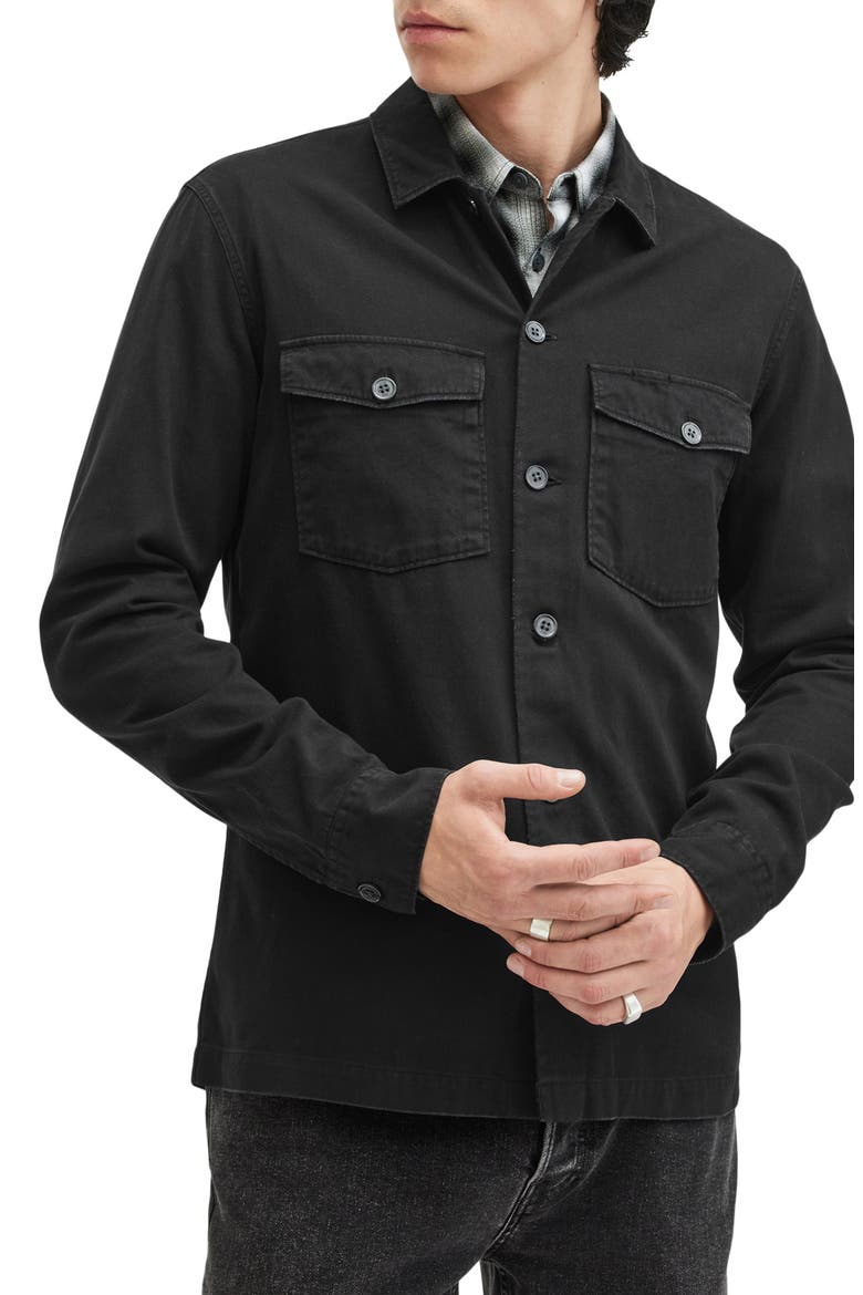 Spotter Cotton Denim Button-Up Shirt Jacket, Alternate, color, BLACK