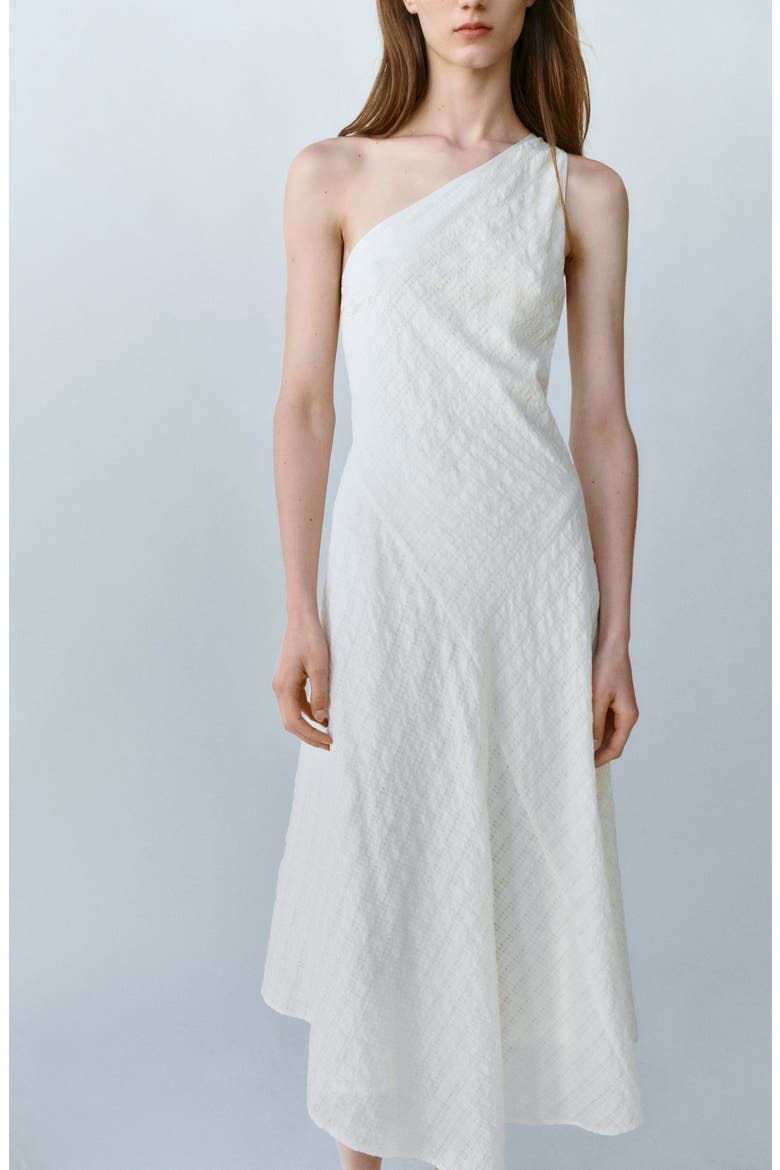 Textured Asymmetrical Dress, Alternate, color, ECRU