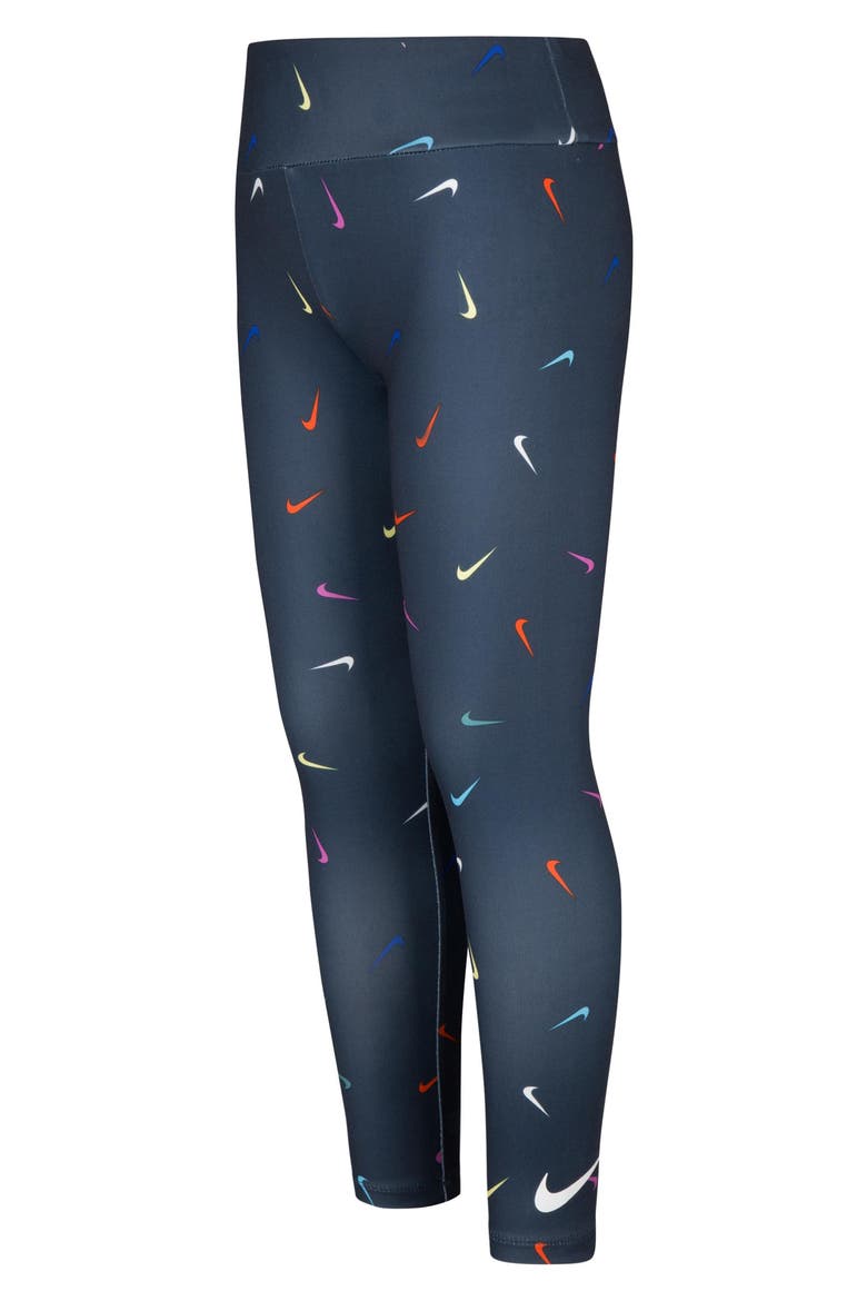 Kids' Swoosh Leggings, Alternate, color, OBSIDIAN