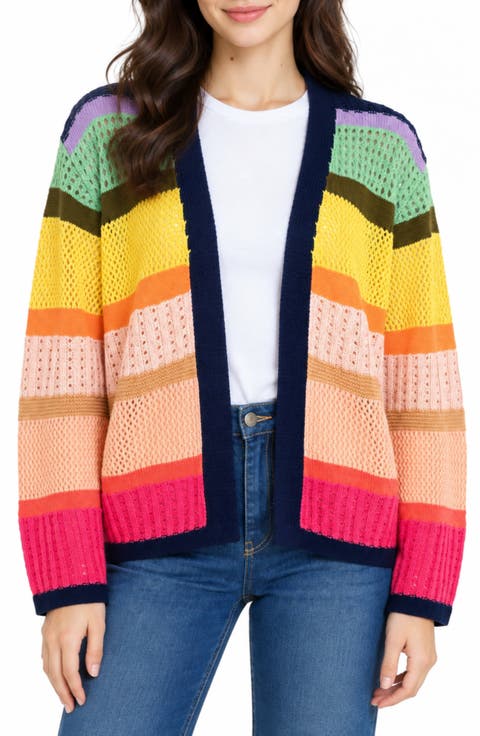 Multicolor Open Knit Cardigan