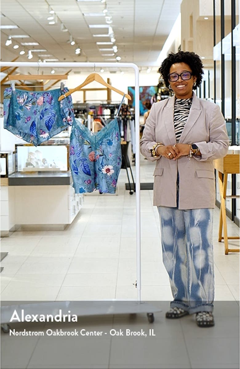 Joelle Floral Lace Trim Satin Short Pajamas, sales video thumbnail