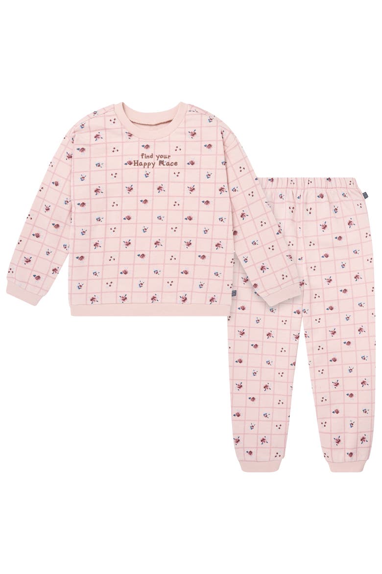 Drop Shoulder Sweatshirt and Sweatpant Set, Main, color, Pink Happy Place