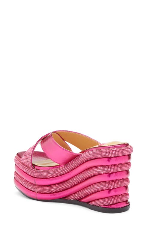 Ashley Kahen Carnival Wedge Sandal In Fuchsia Multi