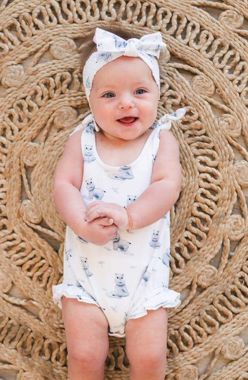 L'ovedbaby Hippo Print Organic Cotton Bodysuit In Baby Hippo