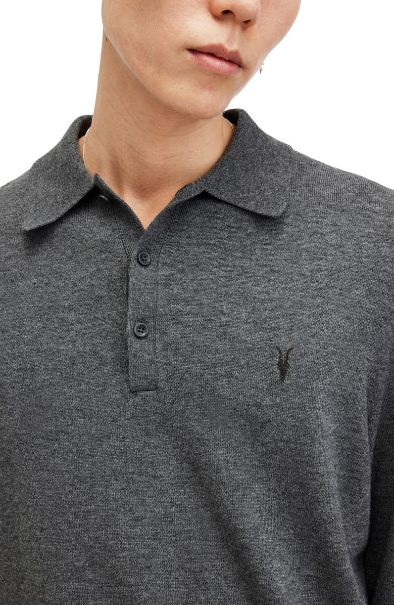 AllSaints Kilburn Long Sleeve Wool Blend Polo, Alternate, color, 