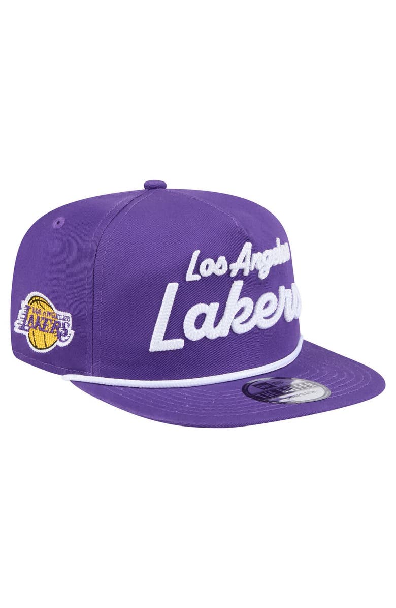 New Era Men's New Era Purple Los Angeles Lakers Team Text Golfer Snapback Hat, Main, color, Purple