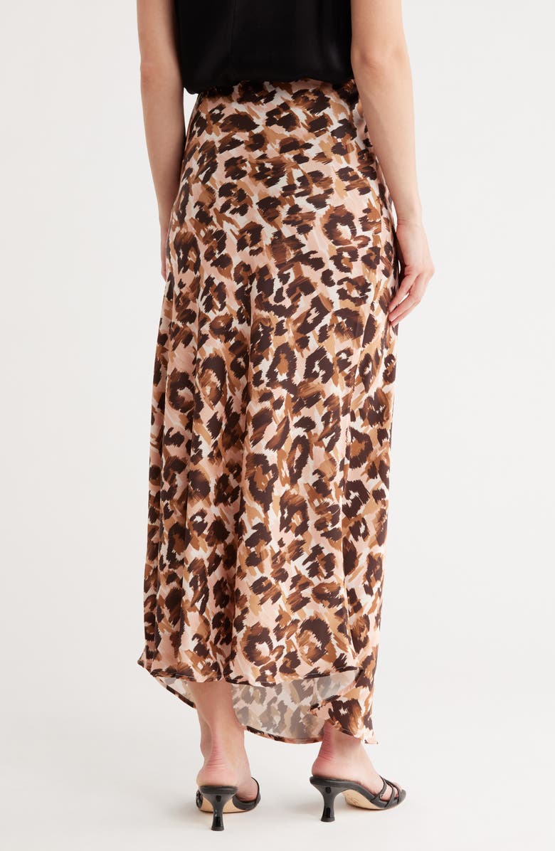 Steve Madden Satin Trumpet Skirt, Alternate, color, Brown Aztec