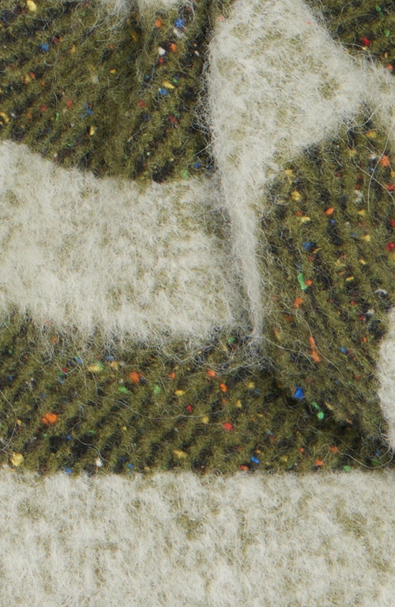 Acne Studios Vonkey Stripe Alpaca, Wool & Silk Blend Fringe Scarf, Alternate, color, Black/Grey