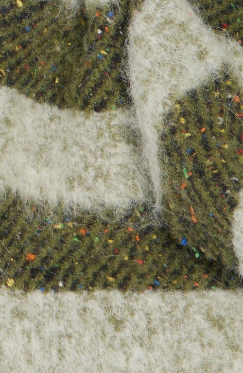 Acne Studios Vonkey Stripe Alpaca, Wool & Silk Blend Fringe Scarf In Green