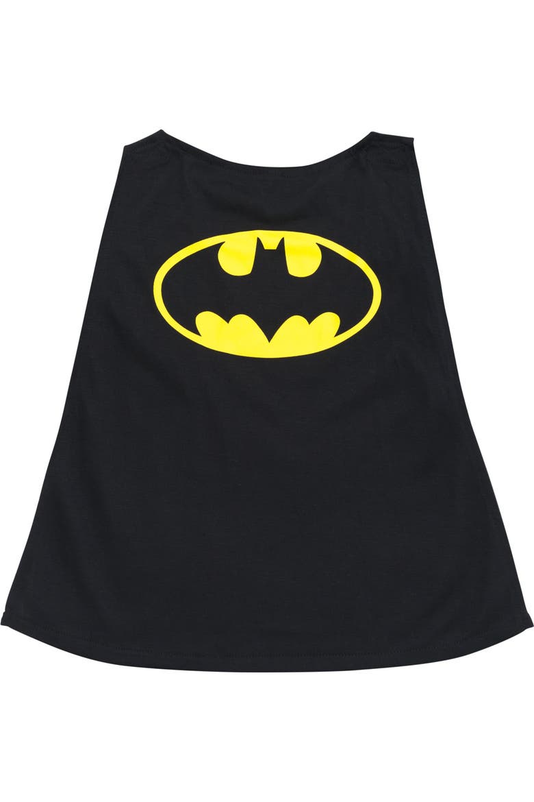 Justice League Batman Pajama Shirt and Shorts Set with Cape, Alternate, color, Heather Grey Batman