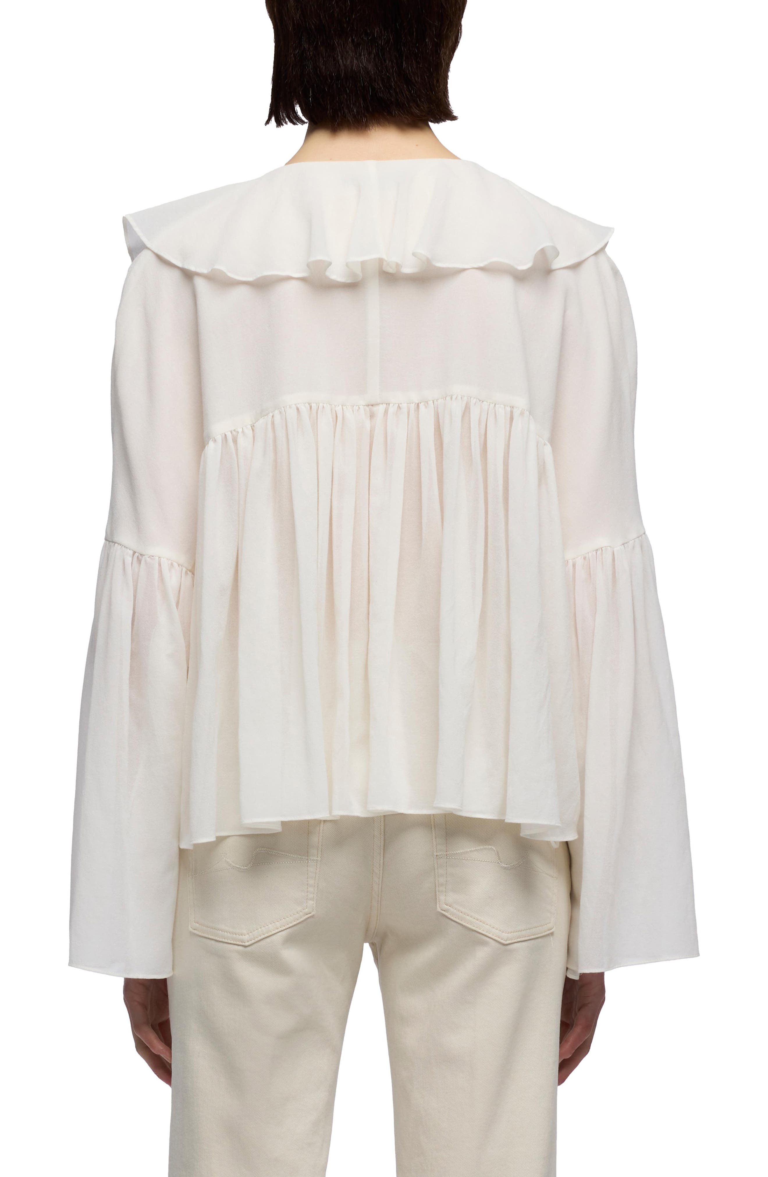Ruffle Detail Flowy Cotton & Silk Top - image 2