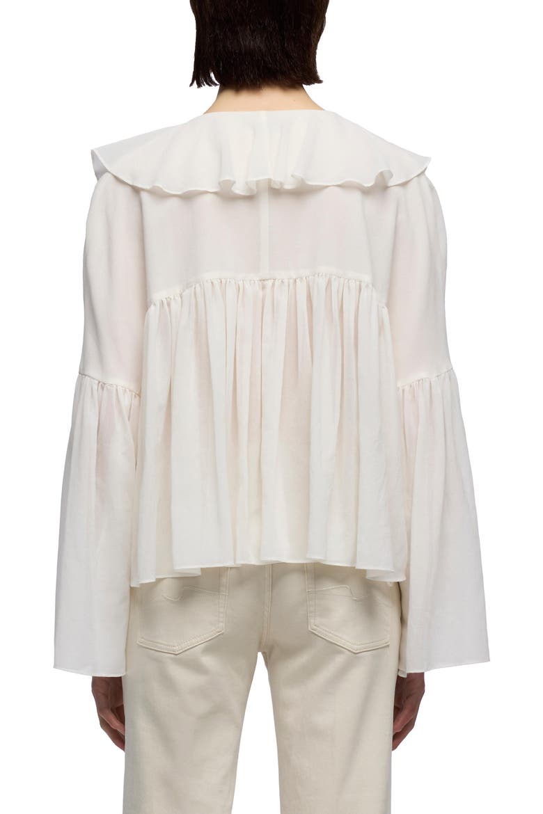 Ruffle Detail Flowy Cotton & Silk Top, Alternate, color, SILK COTTON IVORY