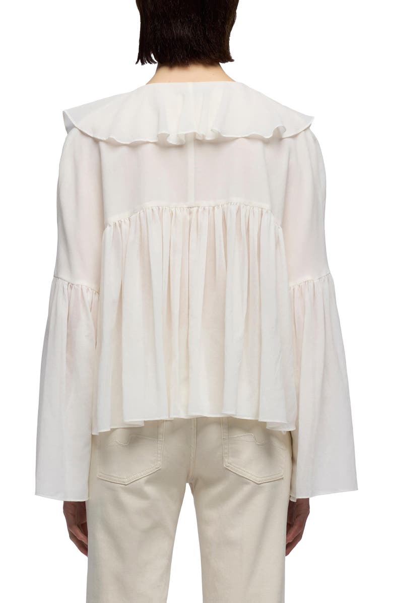 7 For All Mankind Ruffle Detail Flowy Cotton & Silk Top, Alternate, color, Silk Cotton Ivory
