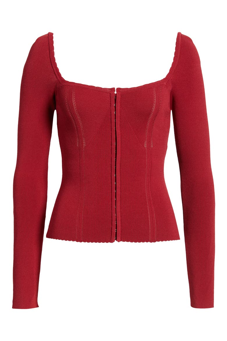 Agatha Rib Corset Top, Alternate, color, CRIMSON