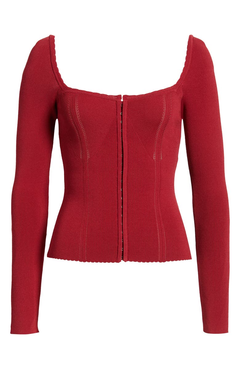 HOUSE OF CB Agatha Rib Corset Top, Alternate, color, Crimson