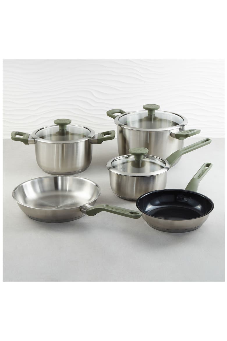 Leo Bolt 8-Piece Cookware Set, Alternate, color, GREEN