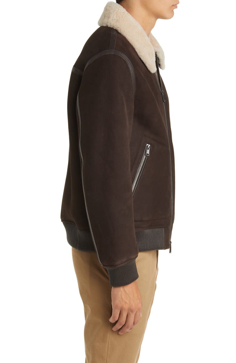 Theory Faux Shearling Lined Bomber Jacket, Alternate, color,