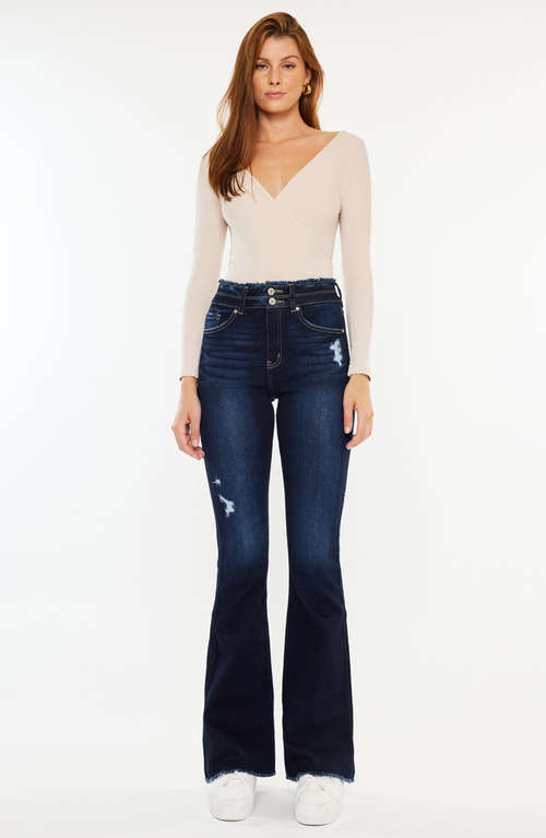 Kancan Morgan High Rise Flare Jeans In Blue