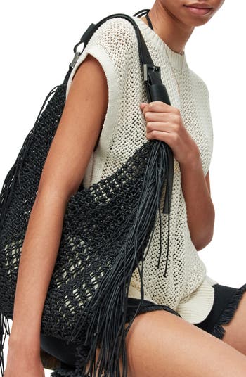 AllSaints Sabine Fringe Macramé Tote Bag | Nordstrom