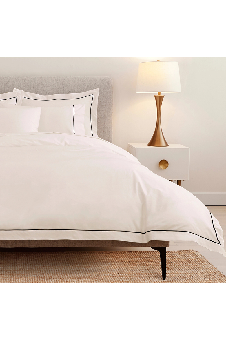 Heirloom Organic Percale Sheet Set, Alternate, color, White/Blue