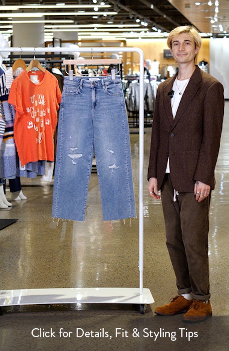 Ripped Raw Hem Cropped Wide Leg Jeans, sales video thumbnail