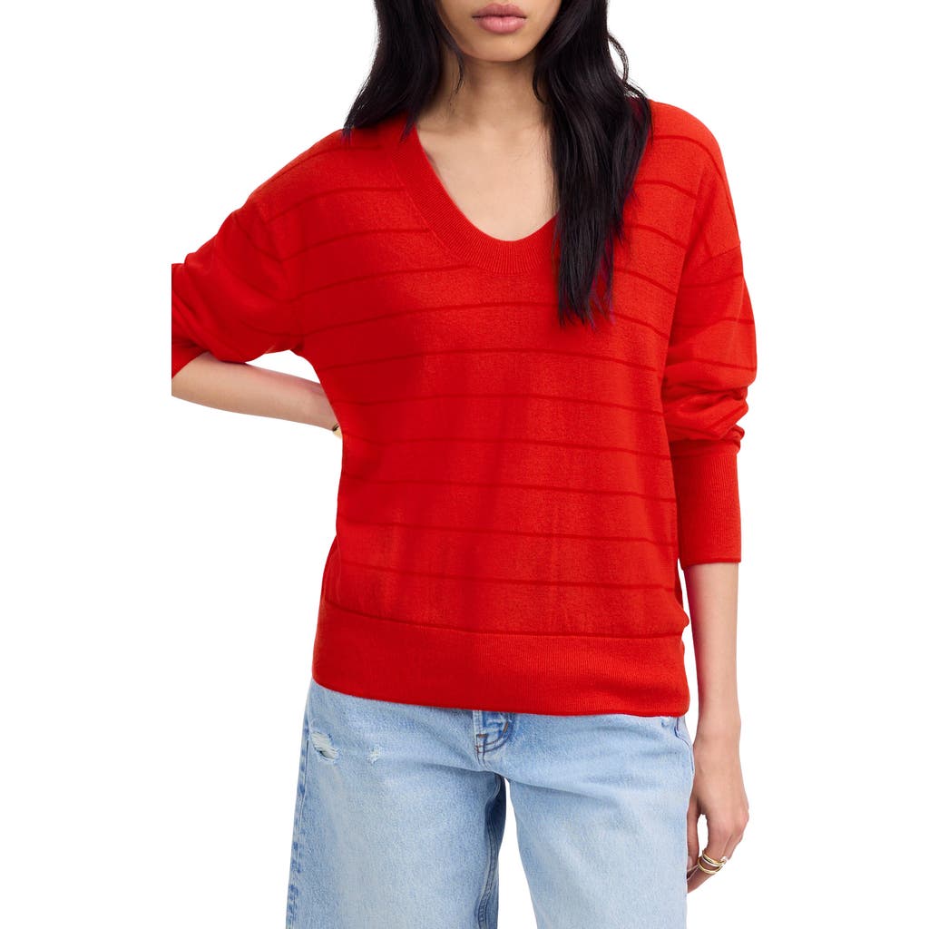 Madewell Sandri Stripe Cashmere Blend Sweater In Red
