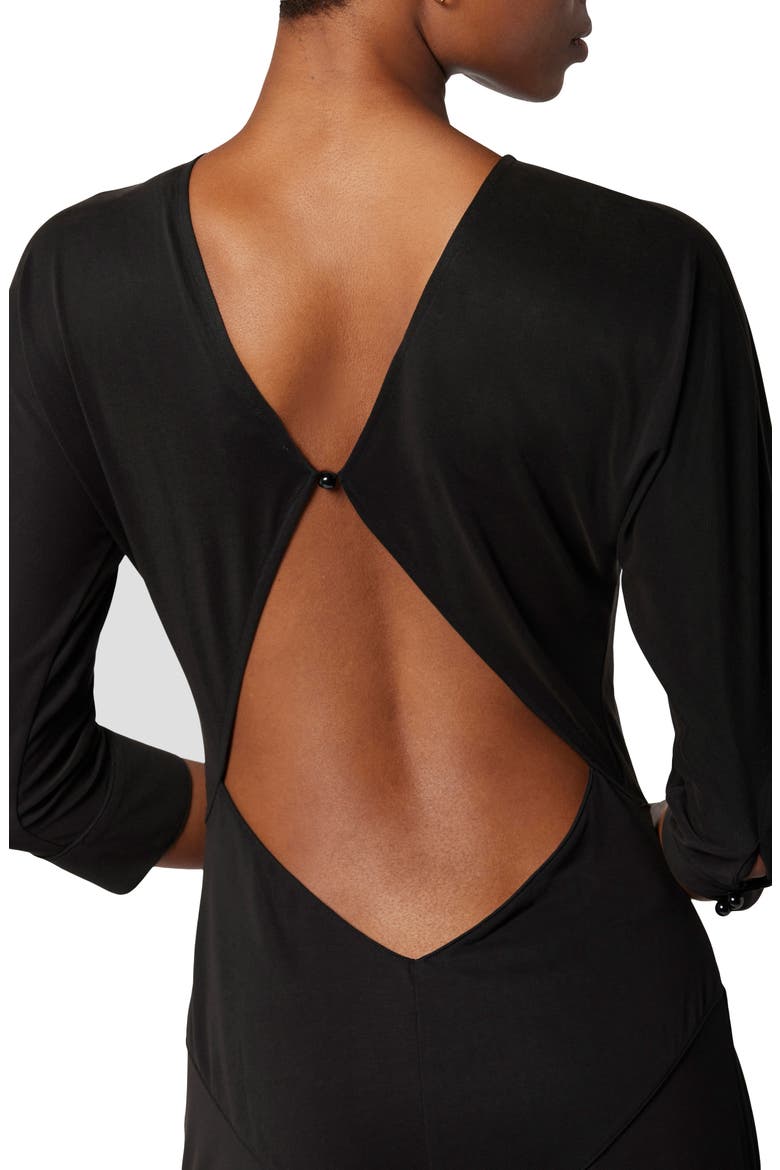 Maryse Cutout Back Midi Dress, Alternate, color, TRUE BLACK