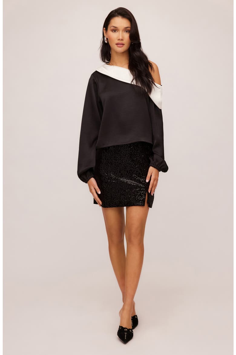 Lola Sequin Velvet Miniskirt, Alternate, color, BLACK