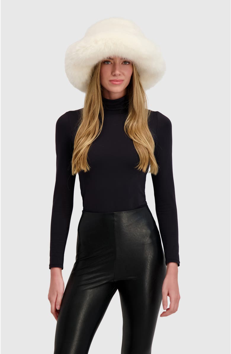 Lyla Grant Fur-Free Fox (Faux Fur) Bucket Hat, Main, color, Ivory